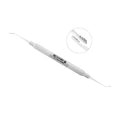 Angled view of the Hirschfeld Periodontal File 9/10 – HF9/10 with inset of serrated file tips