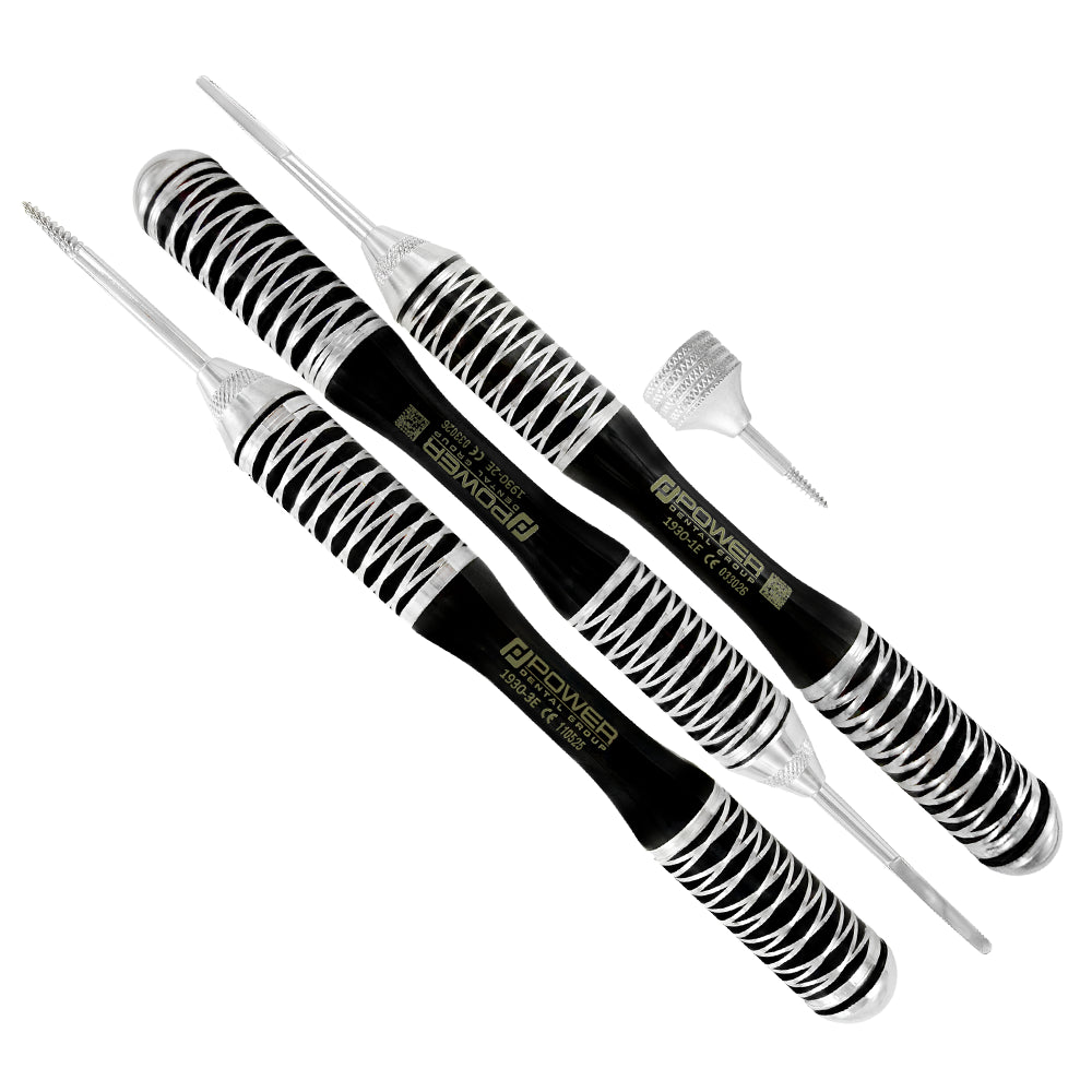 PowerTome Flex Periotome Kit with anterior and posterior root-removal instruments, Premium Black Edition, set of 4