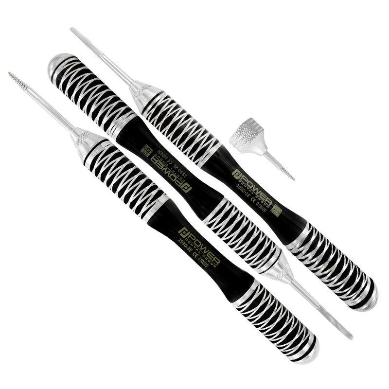 PowerTome Flex Periotome Kit with anterior and posterior root-removal instruments, Premium Black Edition, set of 4
