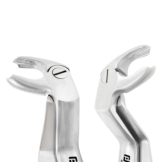 Close-up of serrated inner beaks on #22 molar and 3rd molar extraction forceps