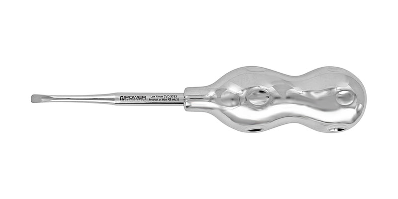 Side view of the Luxator – Curved, 4 mm with small Snowman handle