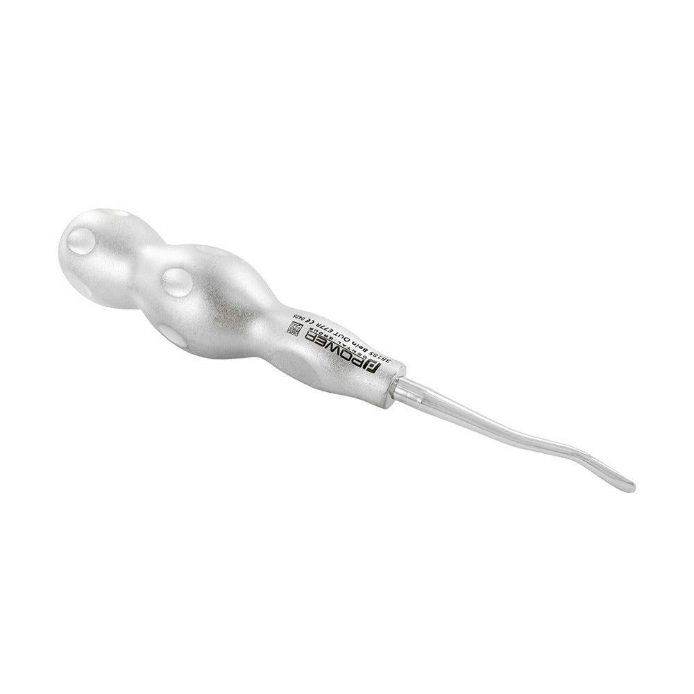 Side view of E77R outer serrated dental elevator