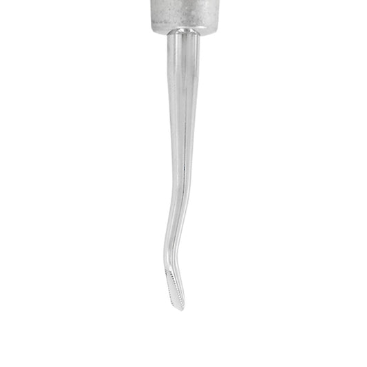 Close-up of 4 mm outer serrated tip on E77R dental elevator