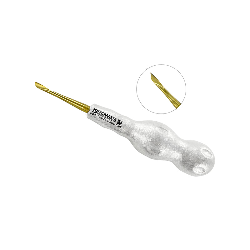 Periotomo anterior Power Twist de 4 mm, recto, izquierdo, de titanio 