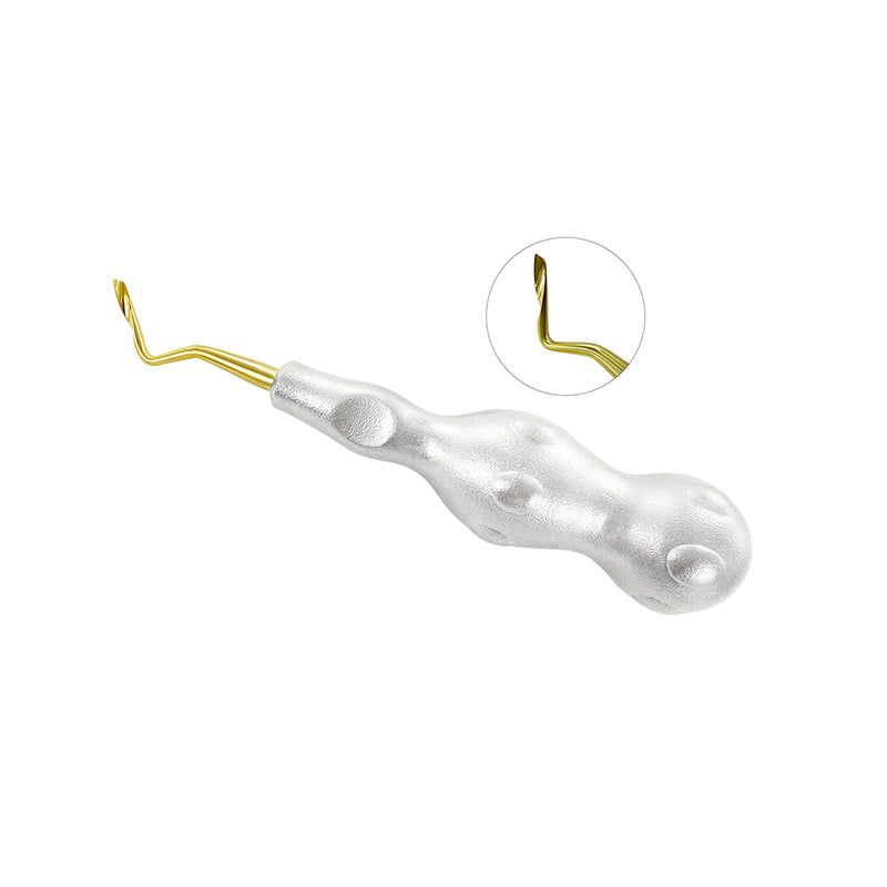 Púa Power Twist Root Tip de 3 mm, curvada a la izquierda, de titanio