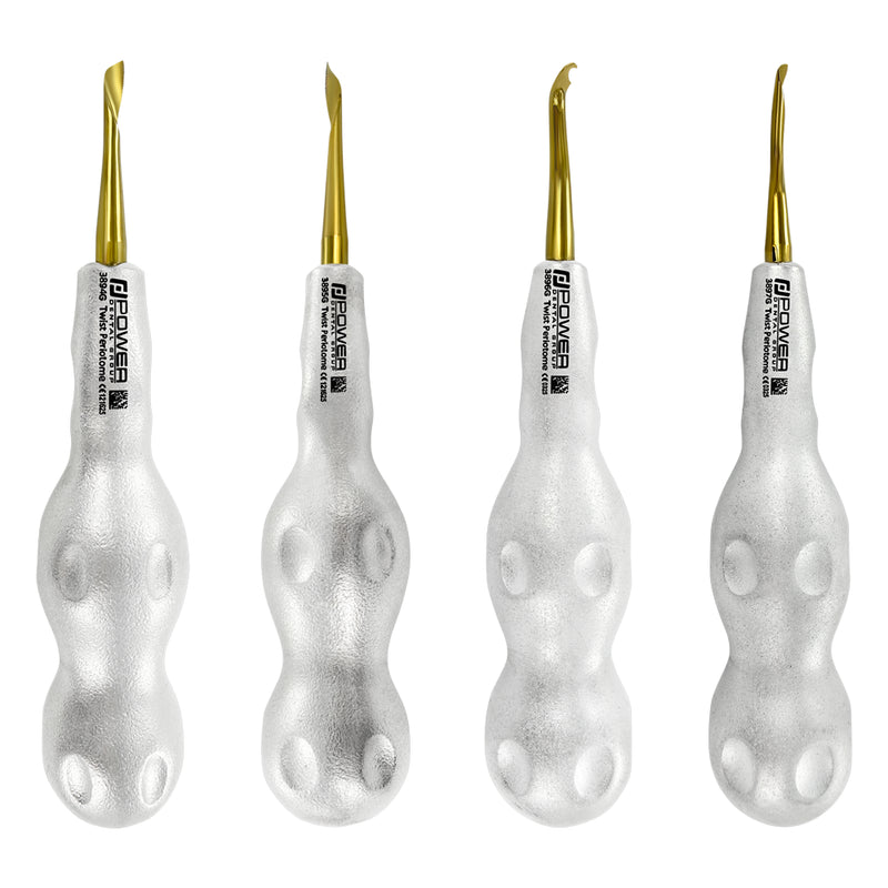Kit de périotome Power Twist – Droit et courbé G/D, titane, lot de 4 