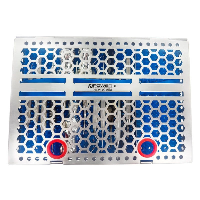 Closed stainless steel sterilization cassette for 3D Implant Institute surgical implant kit