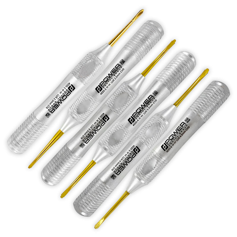 Kit de luxateurs Power Flex – Dentelés, Titane – Ensemble de 6