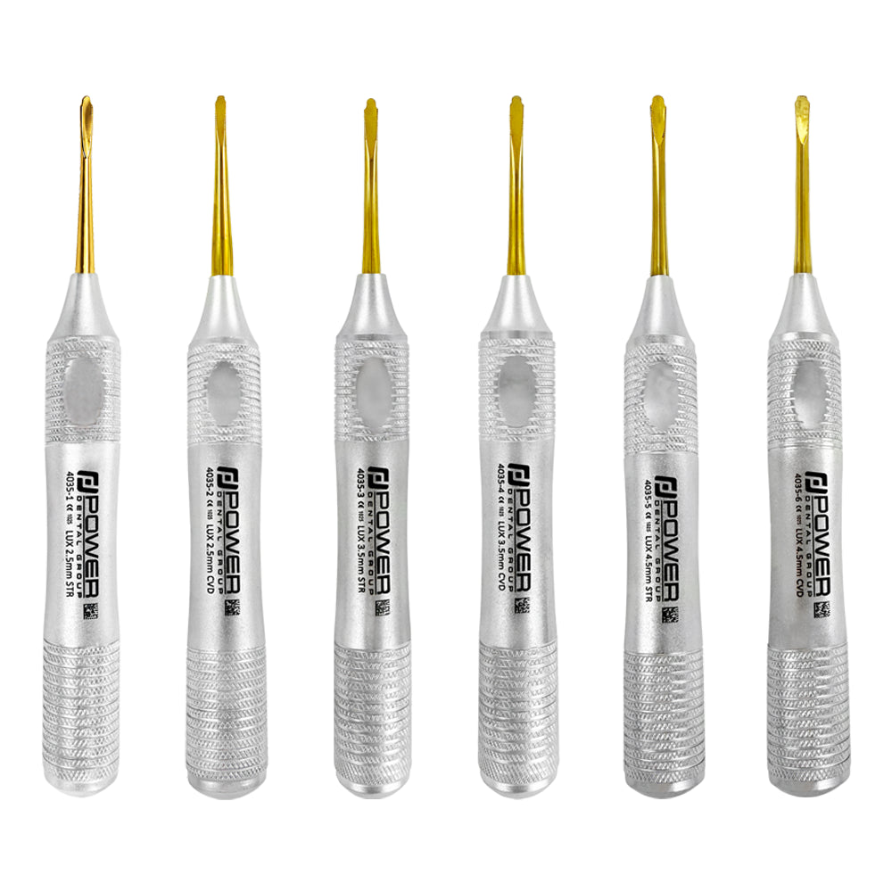 Kit de luxateurs Power Flex – Dentelés, Titane – Ensemble de 6