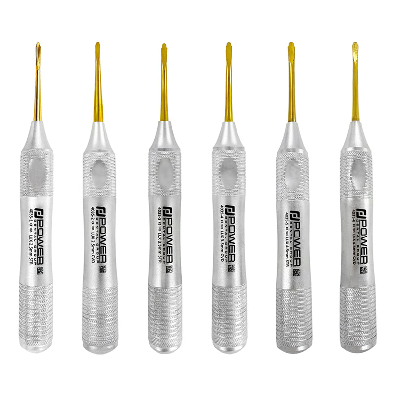 Kit de luxateurs Power Flex – Dentelés, Titane – Ensemble de 6