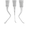 Close-up of 3.3 mm serrated tip on Surgical Curette 86AS, off-angle curette