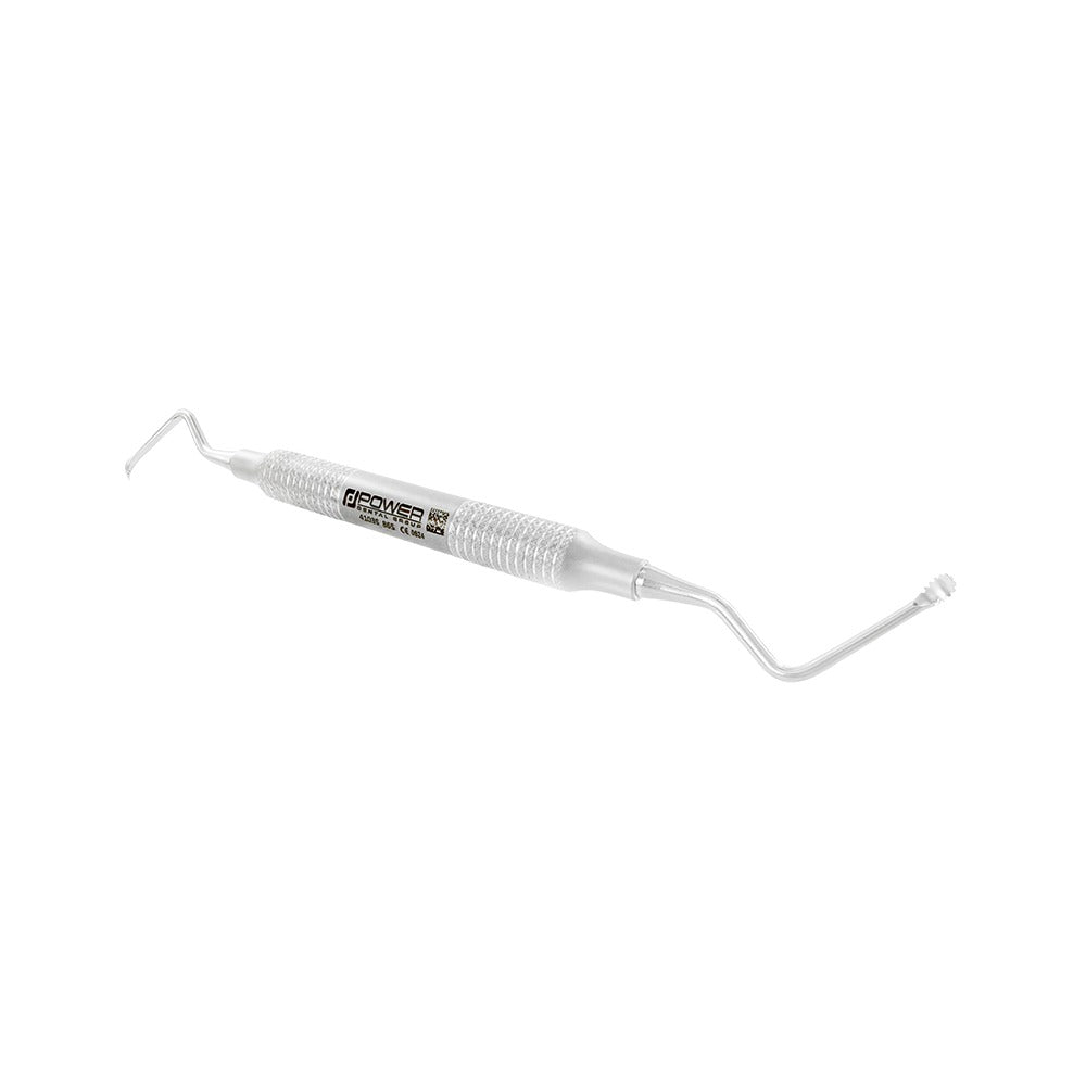 Side view of Surgical Curette 86S, double-ended serrated design
