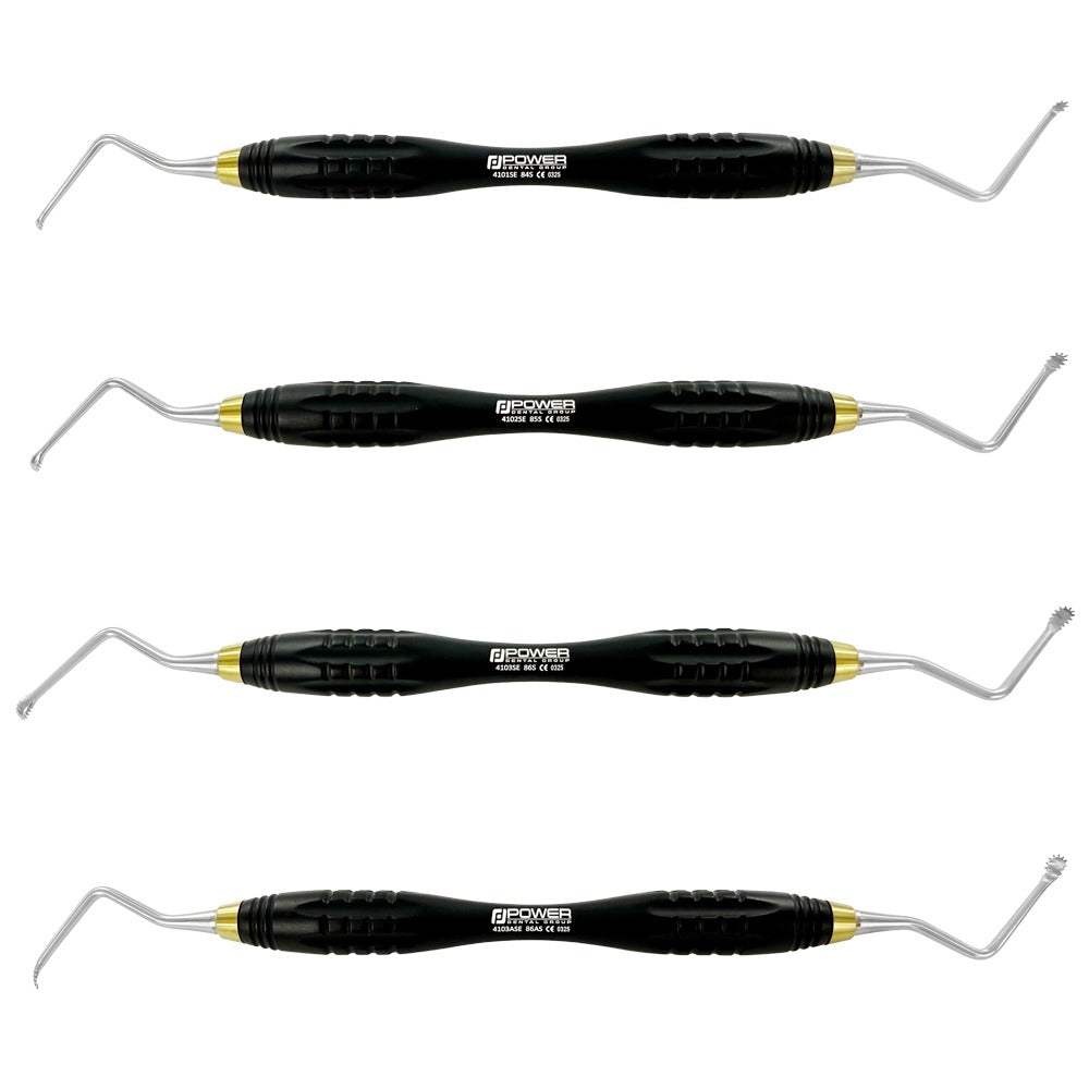 Power Serrated Surgical Curette Kit – Set of 4, Black Edition