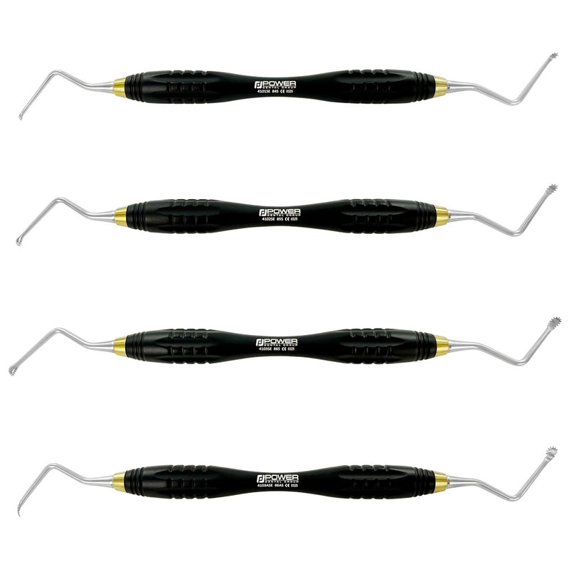 Power Serrated Surgical Curette Kit – Set of 4, Black Edition