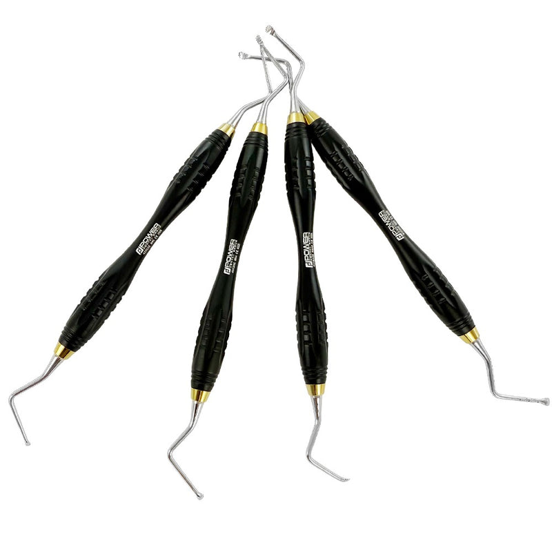 Power Serrated Surgical Curette Kit – Set of 4, Black Edition
