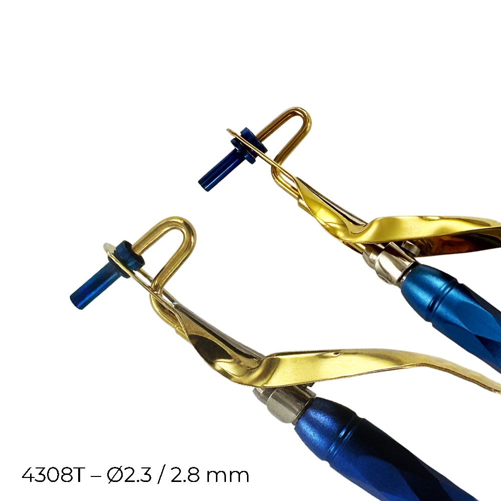 4308T Power Bone Carrier – Double-Ended, Titanium – Ø2.3 / 2.8 mm close-up of working ends