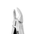 Angled close-up of Power Atraumatic Extraction Forceps #150 F1P showing serrated tapered beaks for upper premolars
