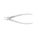 Reverse side view of Power Atraumatic Extraction Forceps #150 F1P for upper premolars with compact ergonomic handle
