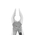 Side profile of Power Atraumatic Extraction Forceps #150 F1P for upper premolar extractions with compact handle