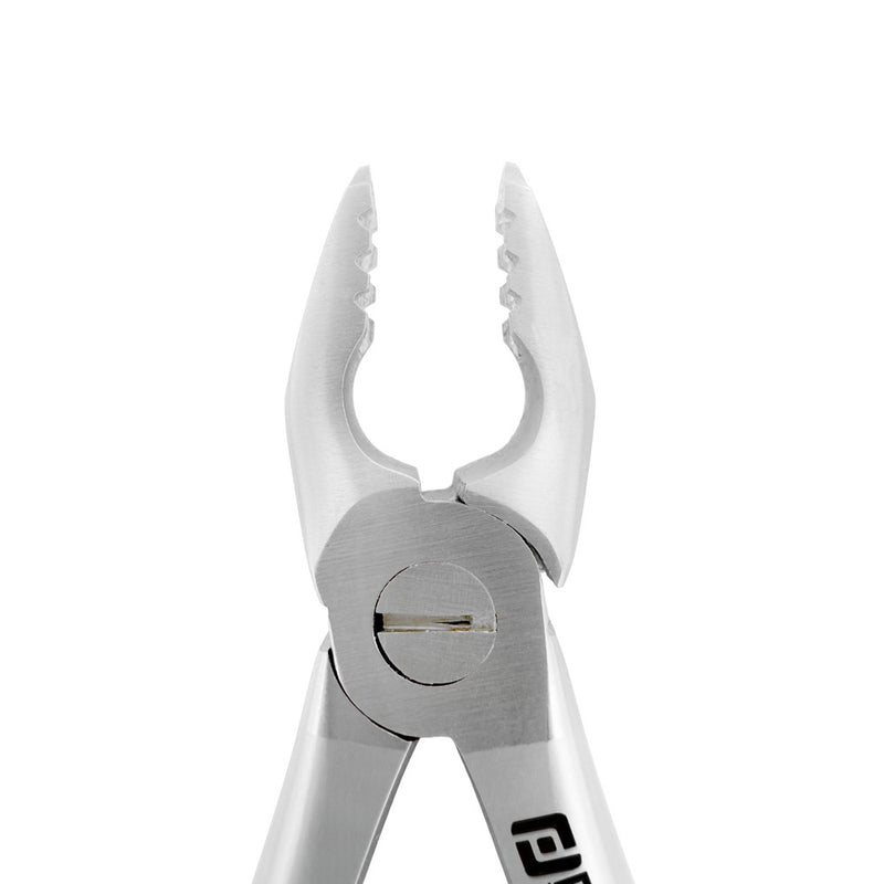 Front close-up of Power Atraumatic Extraction Forceps Straight F3P showing working ends for upper anterior extractions