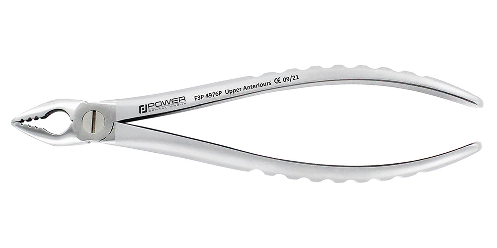 Side profile of Power Atraumatic Extraction Forceps Straight F3P for upper anterior extractions with compact handle