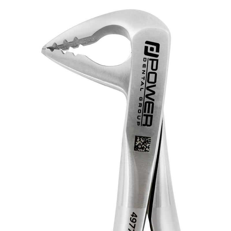 Reverse close-up of Power Atraumatic Extraction Forceps Ash F4P showing tapered beaks for lower anterior extractions
