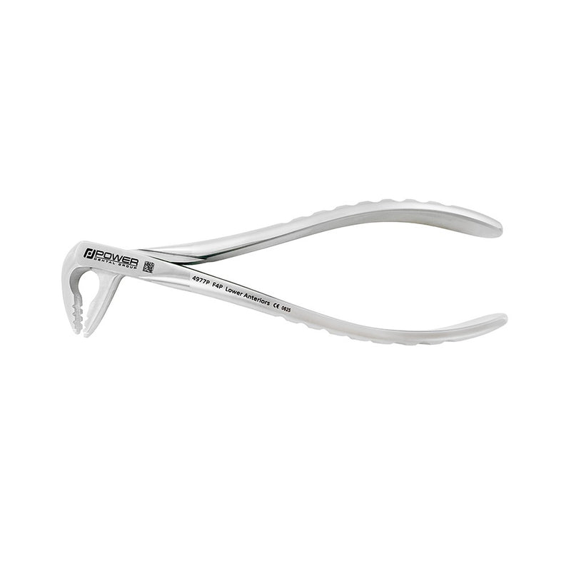 Reverse side view of Power Atraumatic Extraction Forceps Ash F4P for lower anteriors with compact ergonomic handle