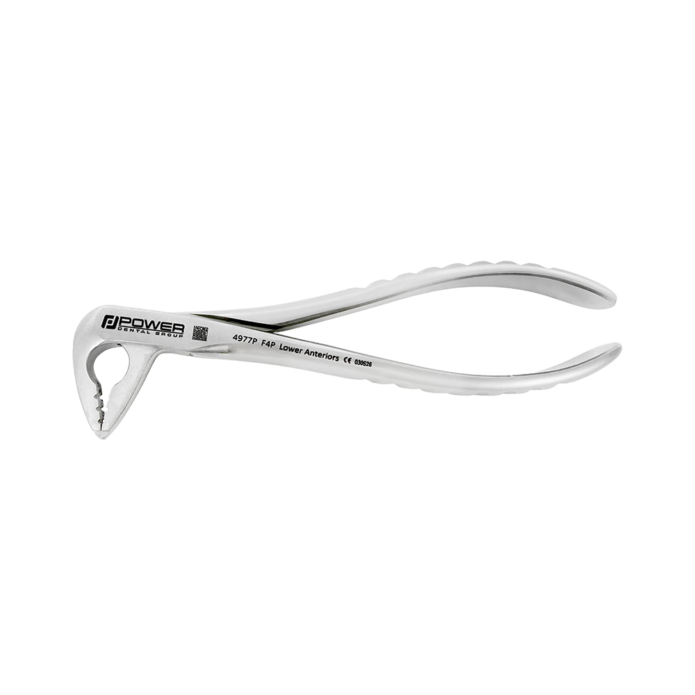 Side profile of Power Atraumatic Extraction Forceps Ash F4P for lower anterior extractions with compact handle