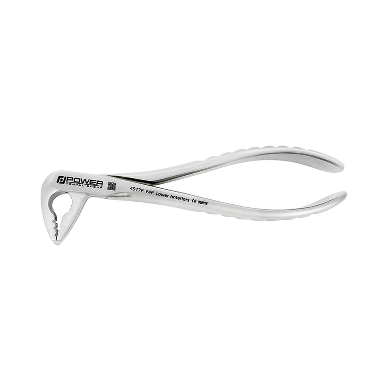 Side profile of Power Atraumatic Extraction Forceps Ash F4P for lower anterior extractions with compact handle