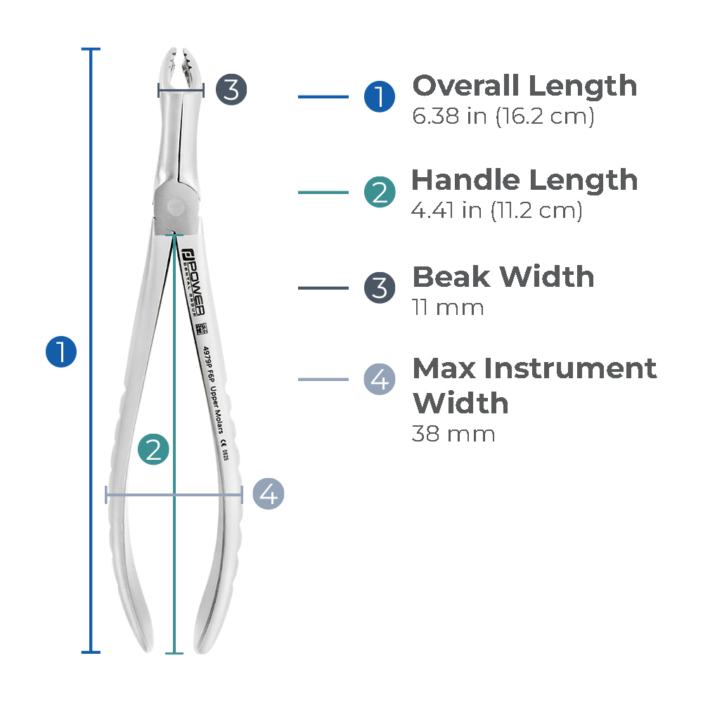 Power Atraumatic Extraction Forceps – Universal F6P, Upper Molars – Compact Handle