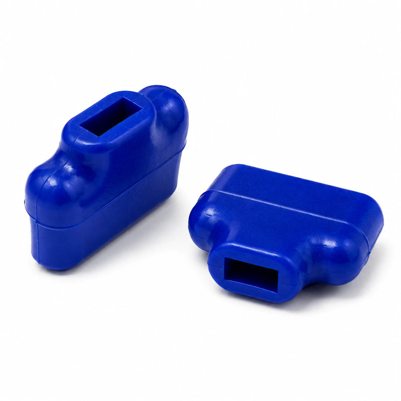 Detail view of blue silicone Power Fulcrum replacement pads