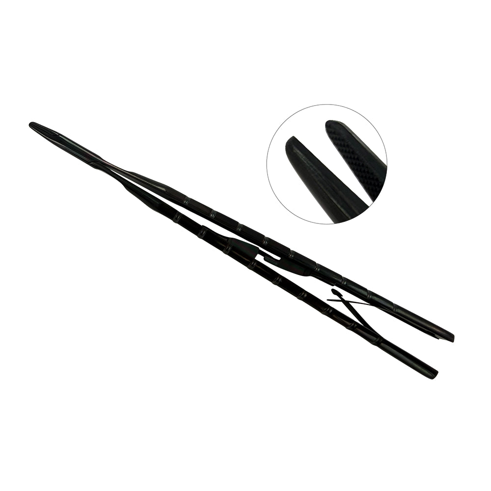 Power Castroviejo Needle Holder – Straight, Open Back, 6.3 in (16 cm) – Black Titanium, Tungsten Carbide