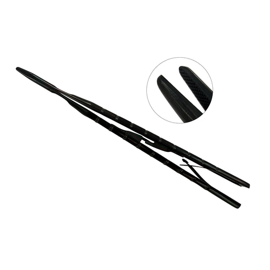Power Castroviejo Needle Holder – Straight, Open Back, 6.3 in (16 cm) – Black Titanium, Tungsten Carbide