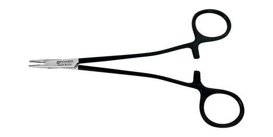 NEEDLE HOLDER MICRO CRILE-WOOD STR T/C 15cm BLACK EDITION (QUARTER STAINLESS, 3/4 BLACK TI