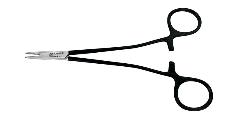 NEEDLE HOLDER MICRO CRILE-WOOD STR T/C 15cm BLACK EDITION (QUARTER STAINLESS, 3/4 BLACK TI