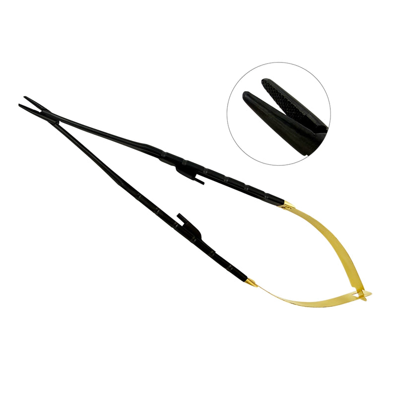 Portaagujas recto Castroviejo – Edición Negra, 18 cm 
