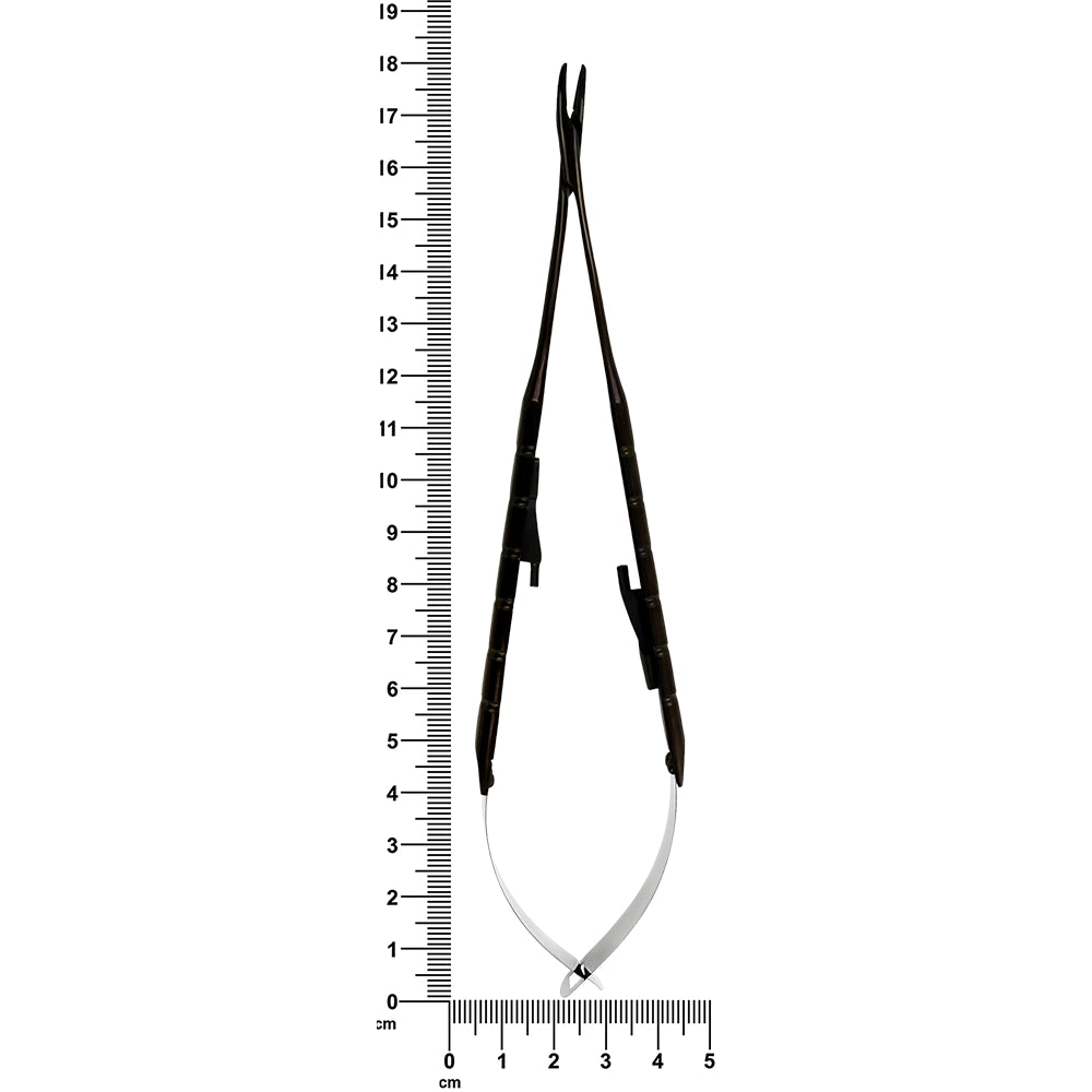 Power Castroviejo Needle Holder – Curved, 7.1 in (18 cm) – Black Titanium, Tungsten Carbide