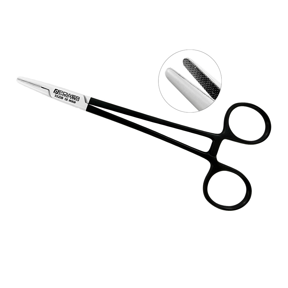 Porte-aiguille droit Mayo-Hegar – Édition noire, 16 cm