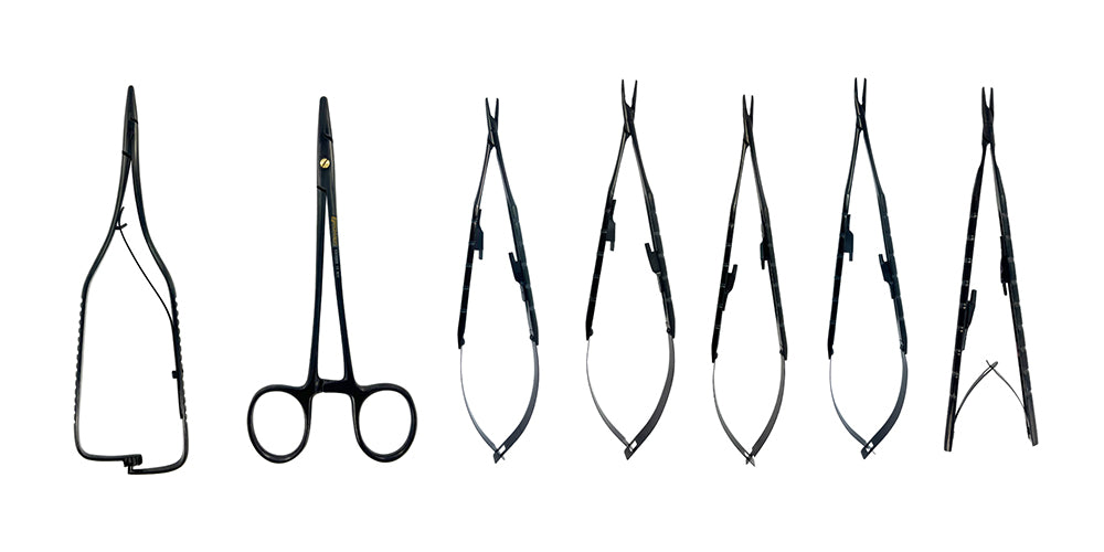 Power Needle Holder Castroviejo  All Black Titanium, Set of 7