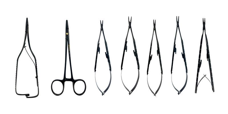 Power Needle Holder Castroviejo  All Black Titanium, Set of 7
