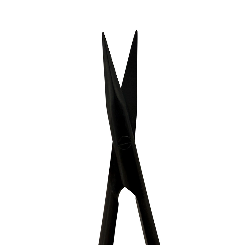 Power Castroviejo Micro Surgery Scissors – Curved, 7.1 in (18 cm) – Black Titanium