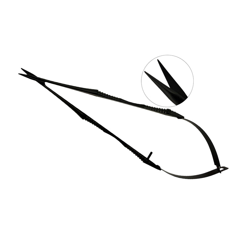 Power Castroviejo Micro Surgery Scissors – Curved, 7.1 in (18 cm) – Black Titanium