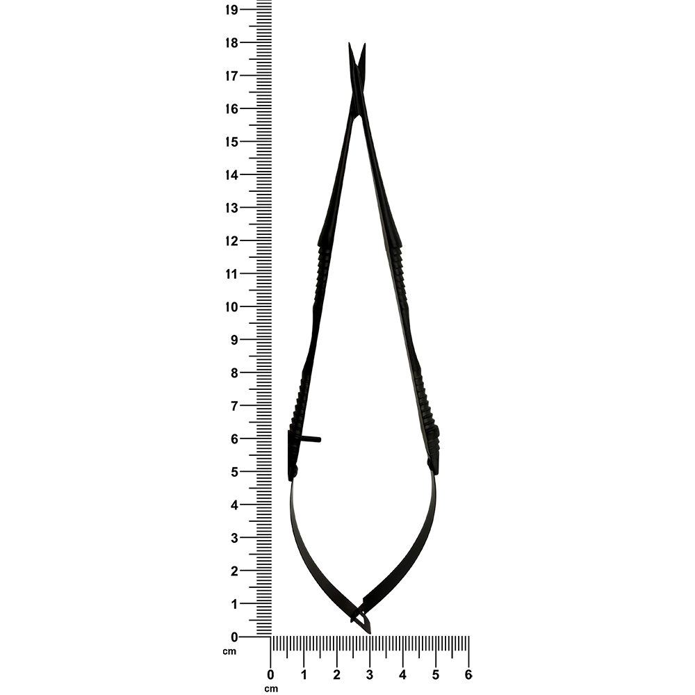 Power Castroviejo Micro Surgery Scissors – Curved, 7.1 in (18 cm) – Black Titanium