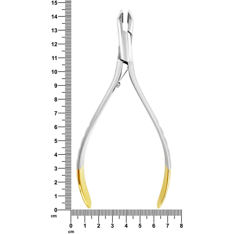 Alicates de corte distal para ortodoncia T/C, sujeción de seguridad, mango largo, 14,5 cm, tamaño máximo de corte del alambre: 0,020/0,018/0,025 