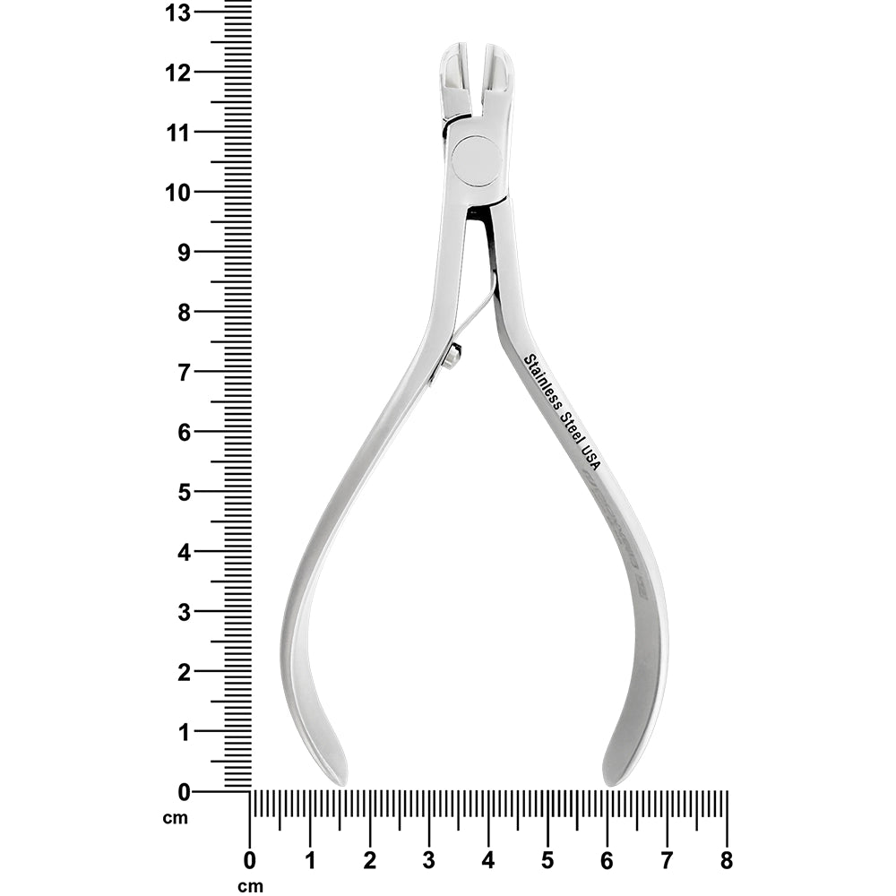 Cortador de ligaduras de ortodoncia recto y delgado, T/C, 13 cm, corte máximo de alambre blando de 0,020 mm 