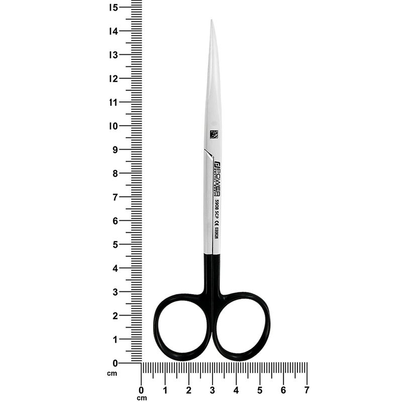 Metzenbaum Super Cut scissors curved pointed tips 14.5 cm measurement view