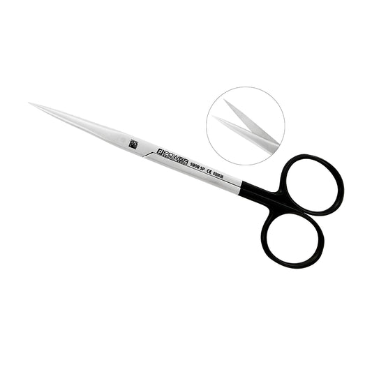 Metzenbaum Super Cut scissors straight pointed tips 5.7 in with detail close-up