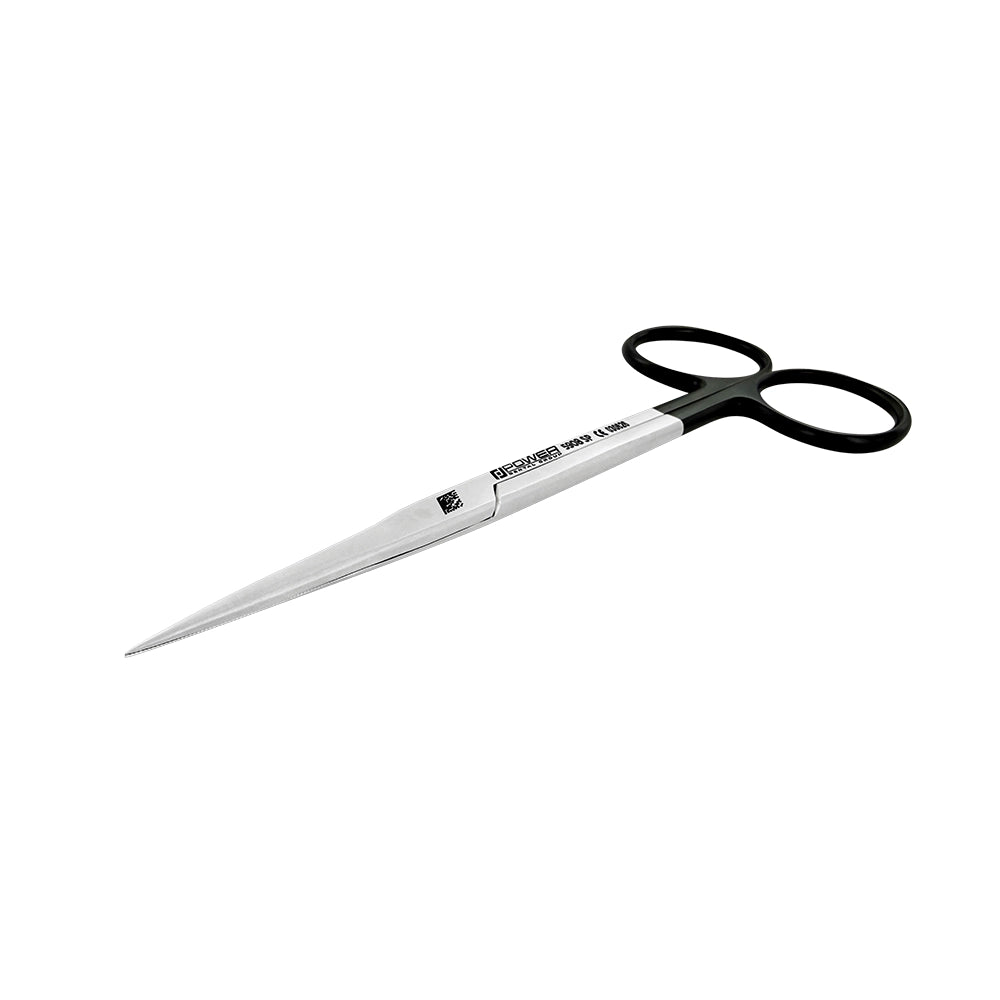 Angled view of Metzenbaum Super Cut scissors straight pointed tips 5908SP