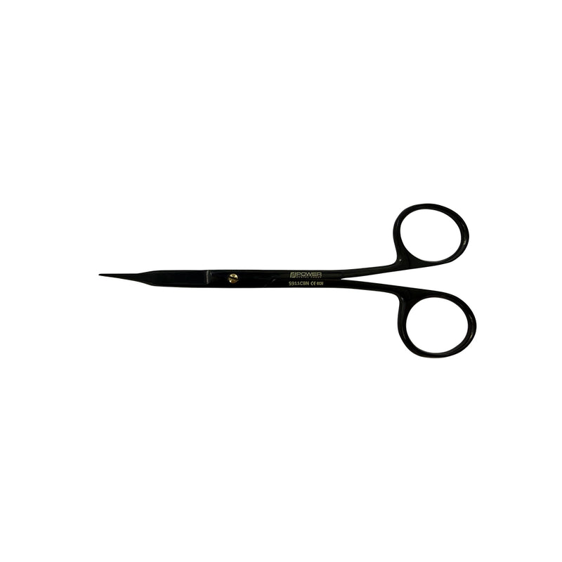 Tijeras Power Box Goldman-Fox de titanio, curvas, 12,5 cm, edición negra