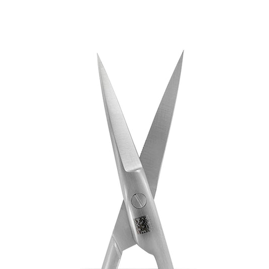Close-up of fine straight blades on Iris Scissors for delicate soft-tissue trimming